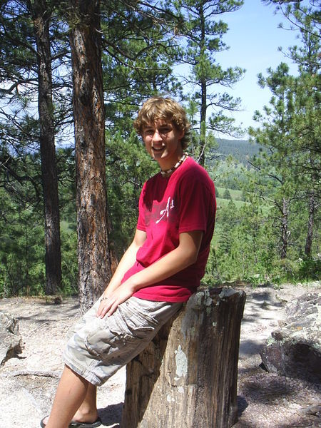 Jake on petrified stump