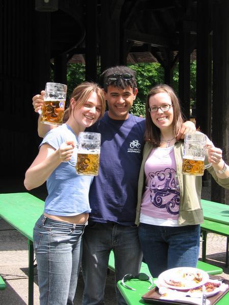 in the beer garden with our tour guide