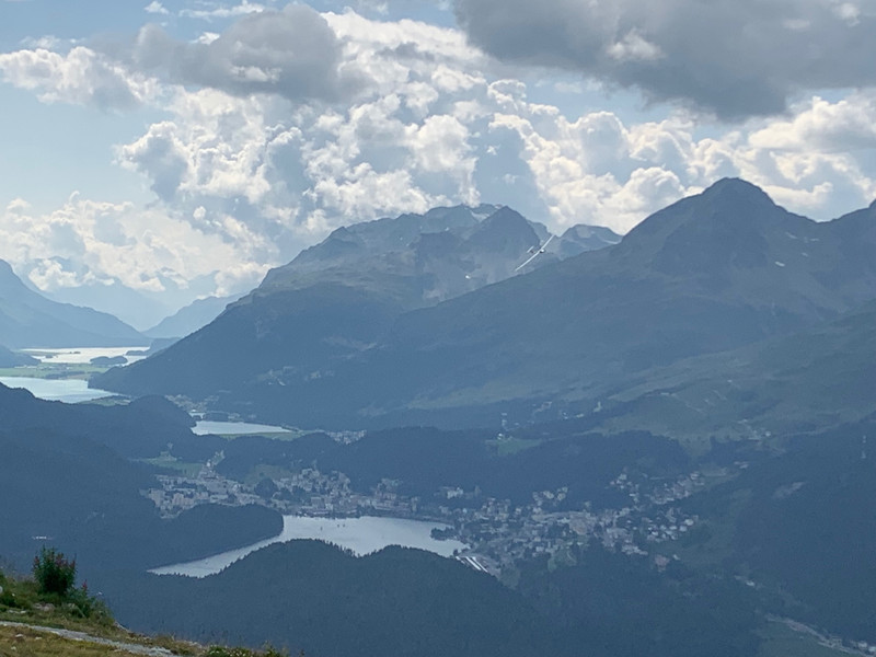 Looking Down at the Town and Lakes of St Moritz 