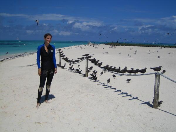 Laura with the birds