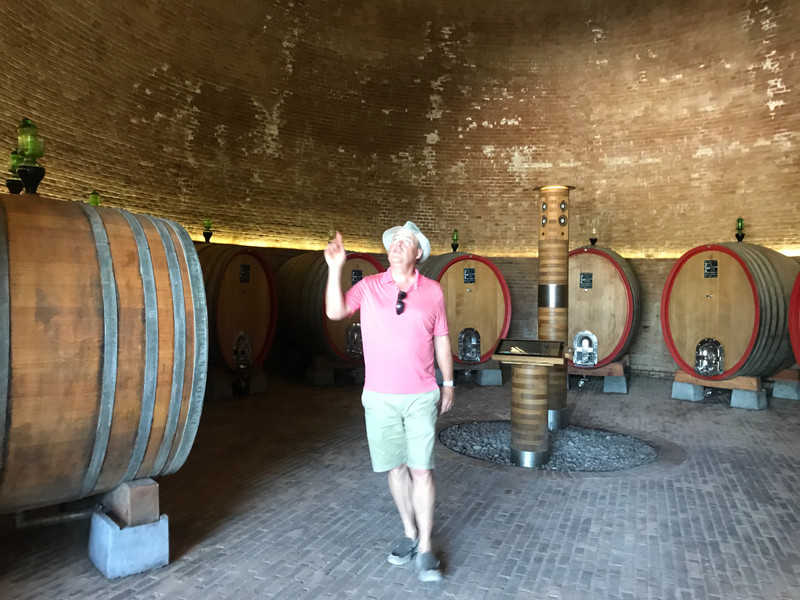 Wine aging in a round building 