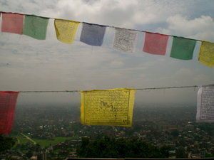 prayer flags and Kathmandu