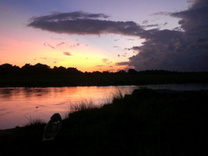 river at sunset in Chitwan