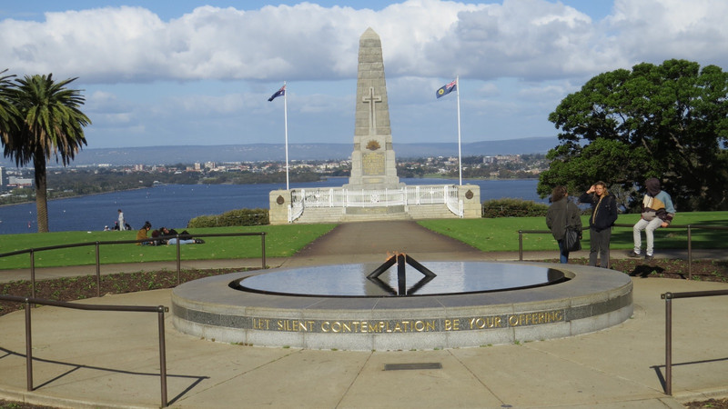 War memorial overlooking the bay
