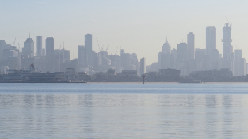Melbourne in the morning mist