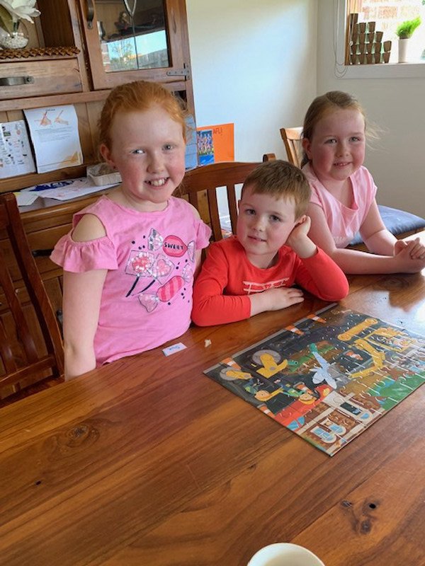 Ella, Paddy and Charlotte puzzeling