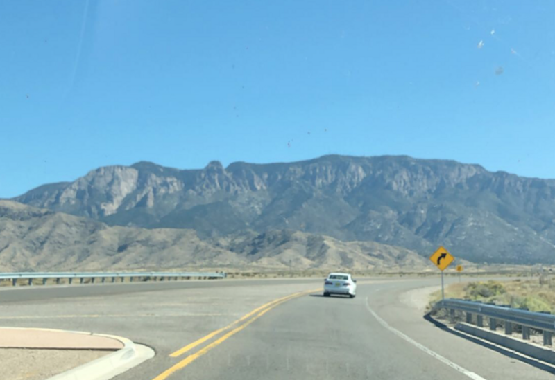 The drive up to Sandia Mountains
