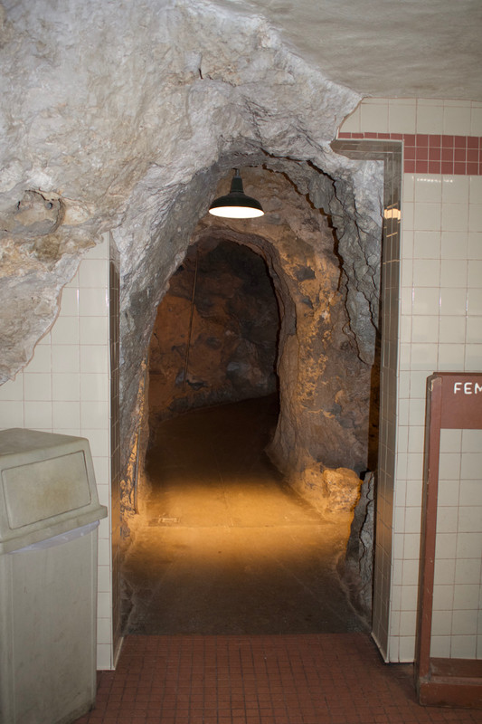 Hall leading to bathrooms underground