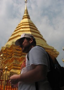 Doug wasn't worshiping Golden Chedi.. just walked around to view outside the barriers.
