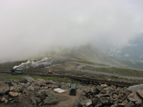railway, mountains,and clouds