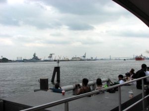another angle of Penn's Landing looking out to the river
