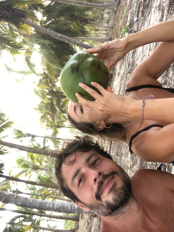 Fresh coconut water that Marco stole from the coco tree