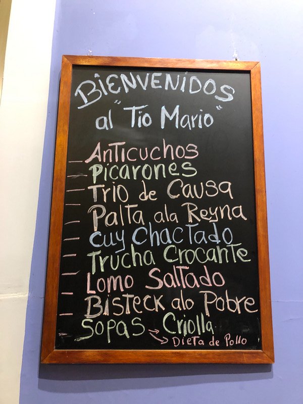 Tio Mario’s menu