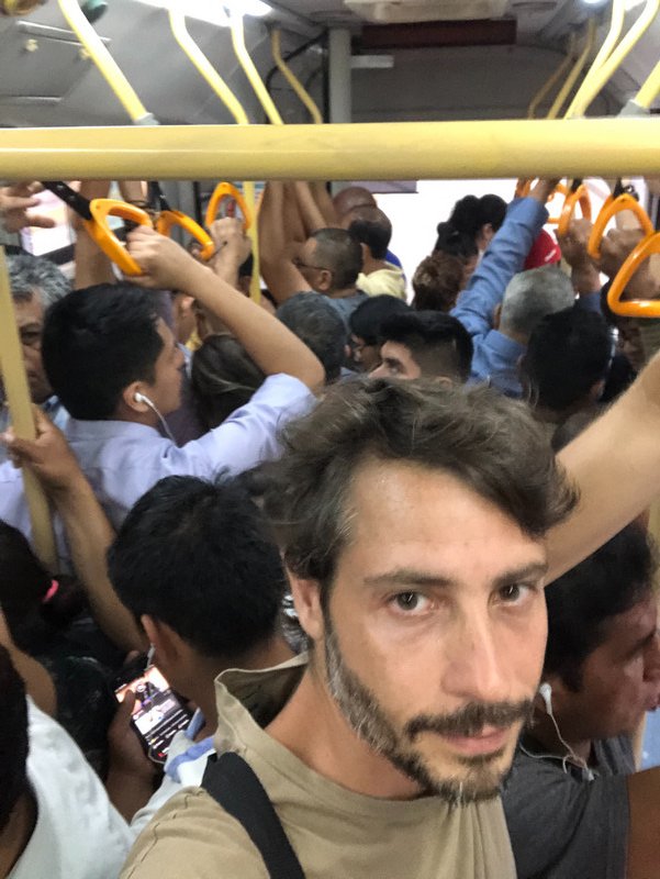 Busy in the Metro/bus at 40 degrees