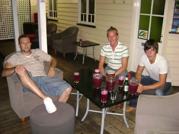 The lads taking a time out from beer pong.