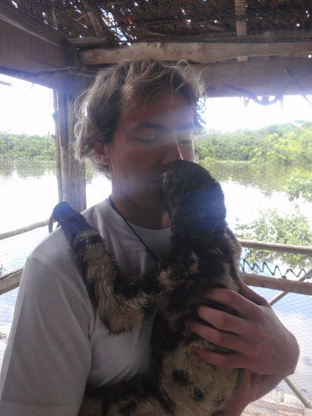 Kissing a sloth!
