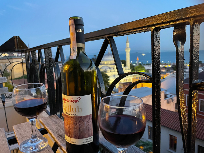 Wine on the terrace Turkish style