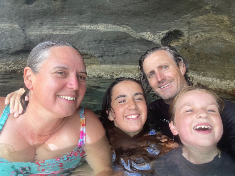 Pirate cave family selfie
