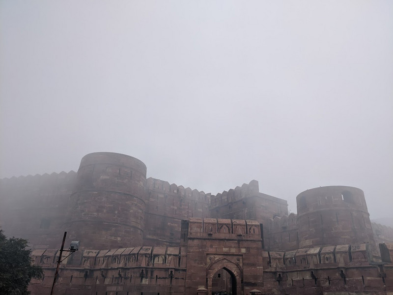 Agra Fort covered in fog