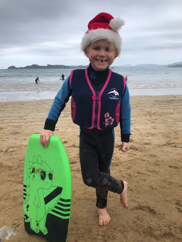 Christmas Day boogie boarding