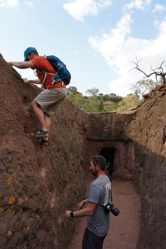 Sneaking out of a Church in Lalibela