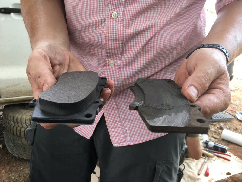 Old and new brake pads