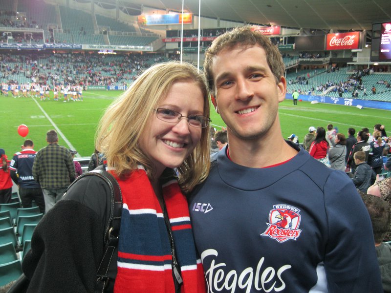 Us Sporting our Roosters Gear!
