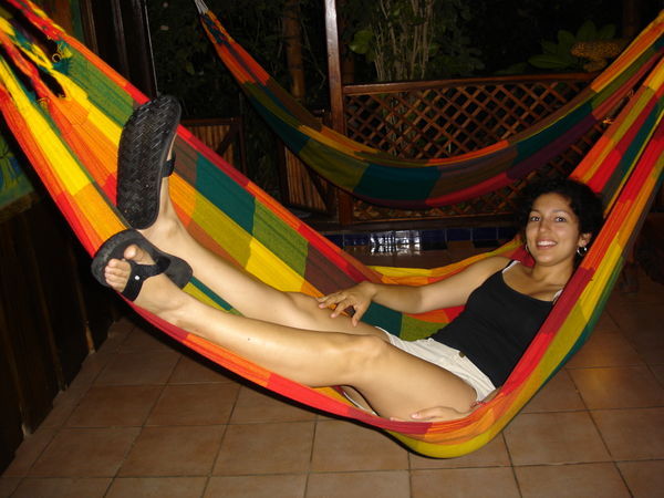 Jenna chillin in a Jacaranda hammock