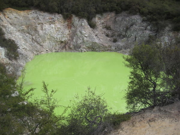Green volcanic lake