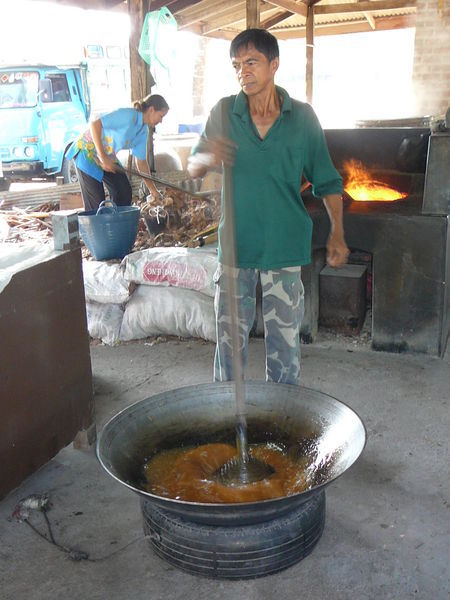 Coconut farm - stirring the delicious, delicious sugar