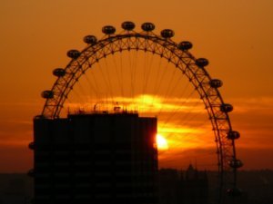 Sun sets over London