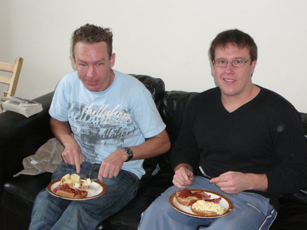 Bacon and eggs on Xmas morning after calling the family