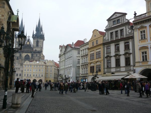 Old Town Square with many types of architecture