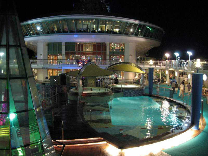 View of the top deck at night
