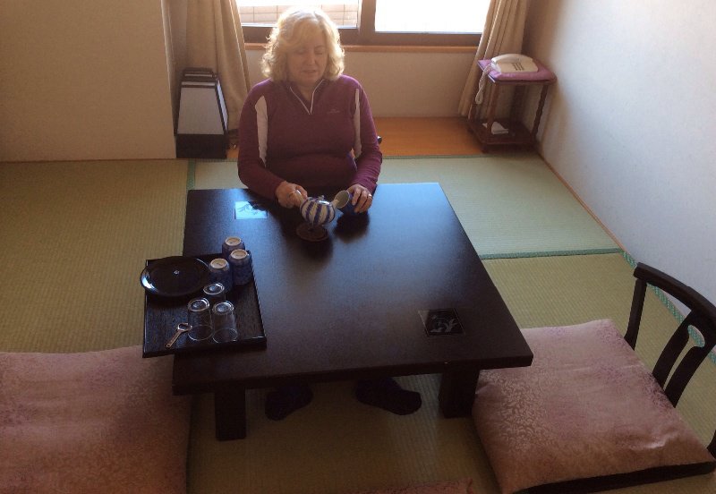 Having my own tea ceremony in our hotel suite 