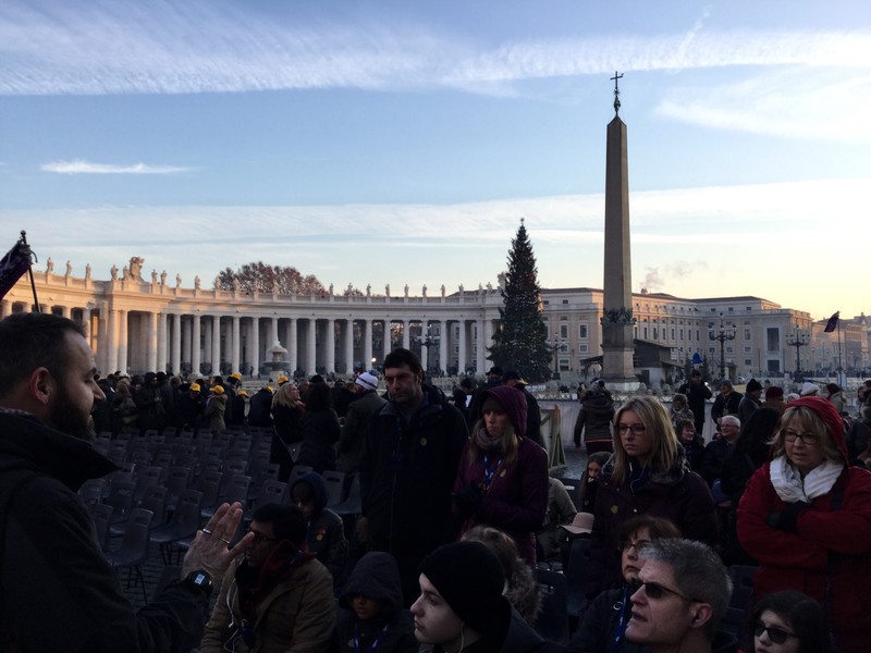 St Peter's square about 8:00am.  We were on the cold side 