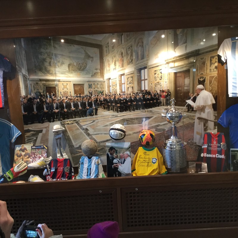 Pope's soccer art installation at the Vatican museum 