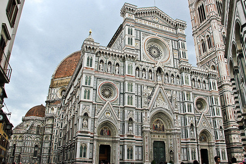 Church of Santa Croce. The outside is covered in striped marble pattern