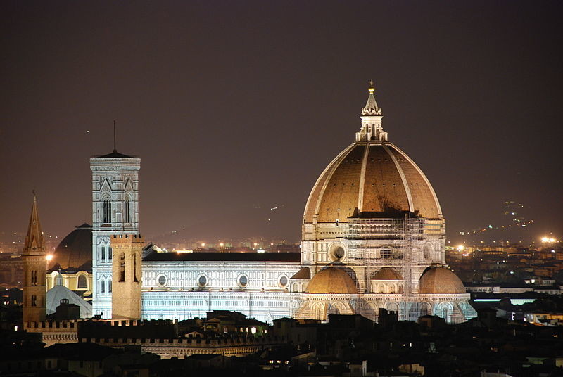 The Duomo dominating the Florence skyline at night 
