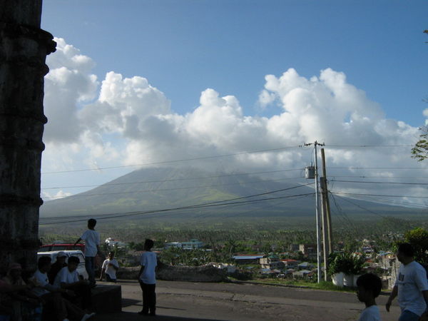 Mayon outside the Church