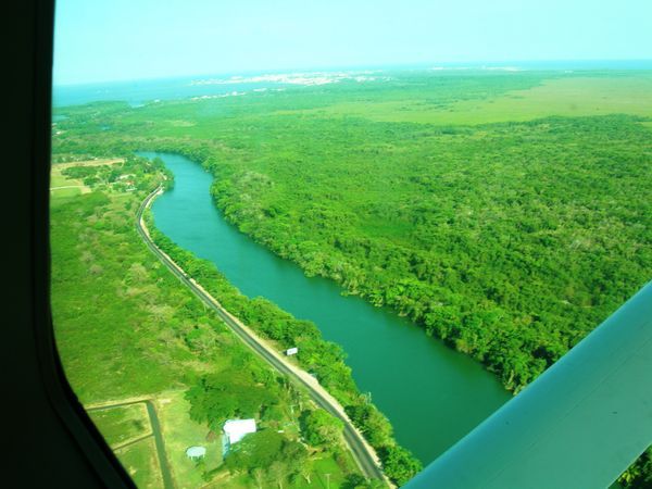 The view from the air above Belize