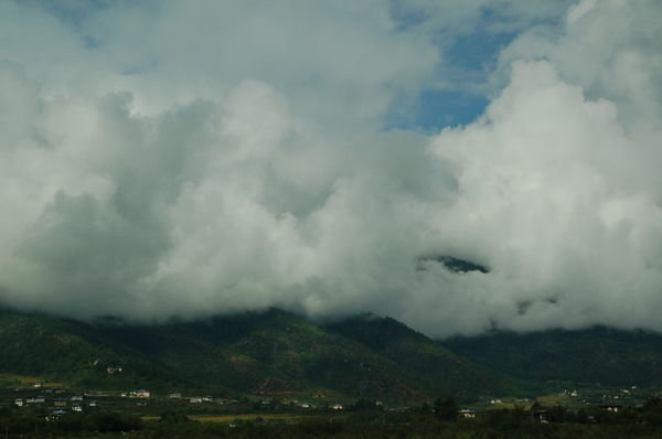 paro valley covered in am clouds