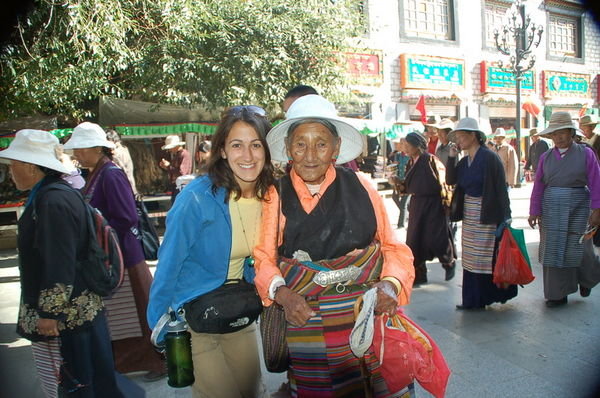with a Tibetan woman circumambulating the Jokhar