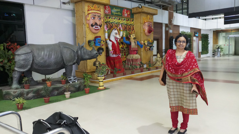 My wife, Renjini at the Guwahati Airport Arrival Hall 