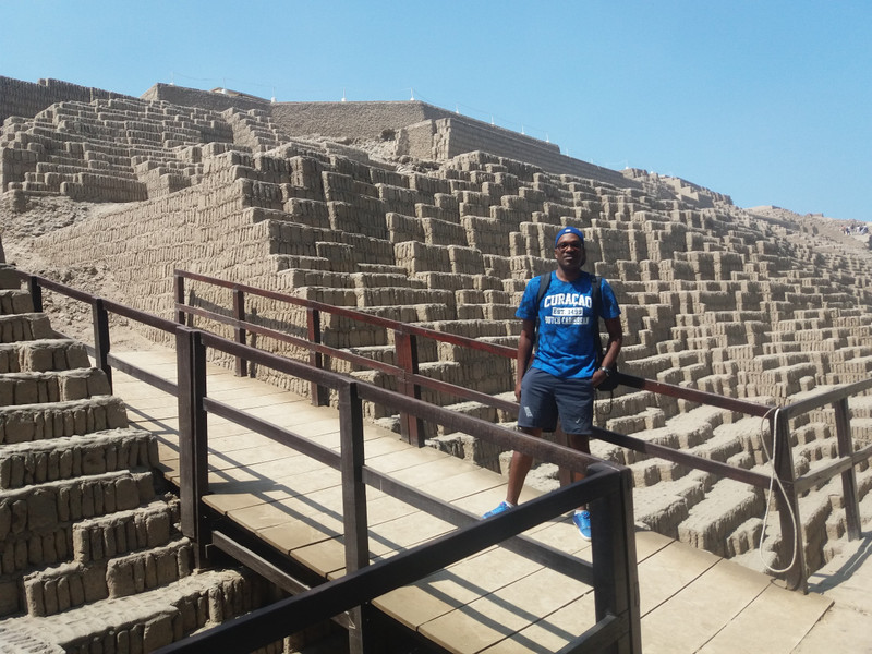 At the ruins of the pyramid of Huaca Pucllana, Lima