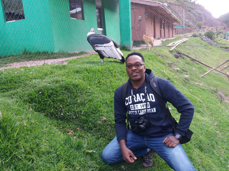 With a condor at Cochahuasi Animal Sanctuary
