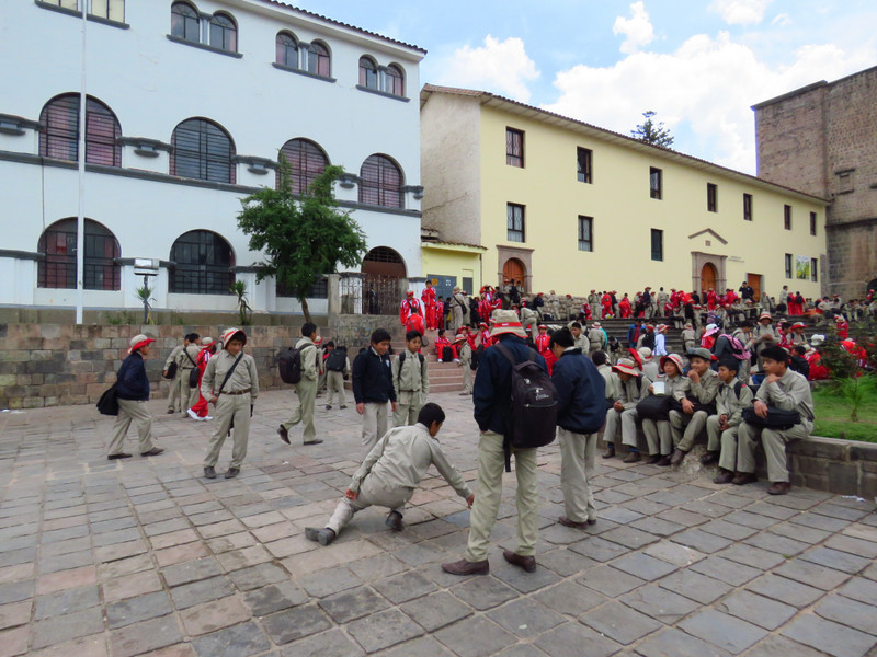 Teens with their school-uniforms in Cusco