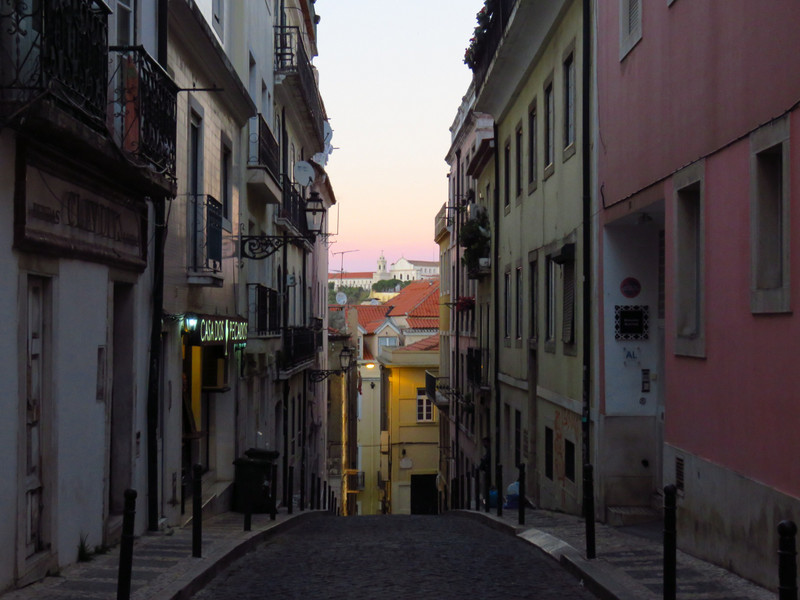 Lisbon streetscene at dusk