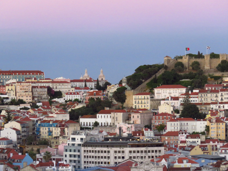 View of Lisbon and Castelo São Jorge, seen from Miradouro de São Pedro de Alcantara