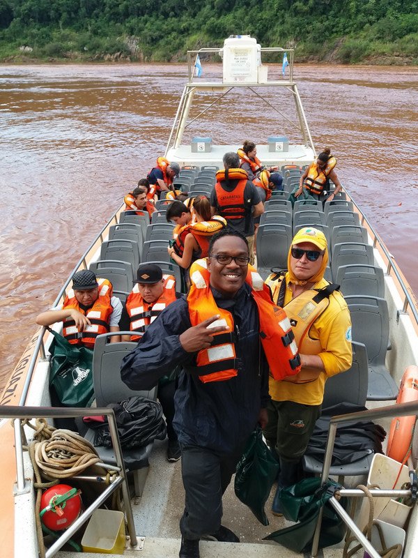 On the boat near Iguazú Falls